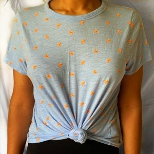 Cute Light Blue Shirt with Orange Slices